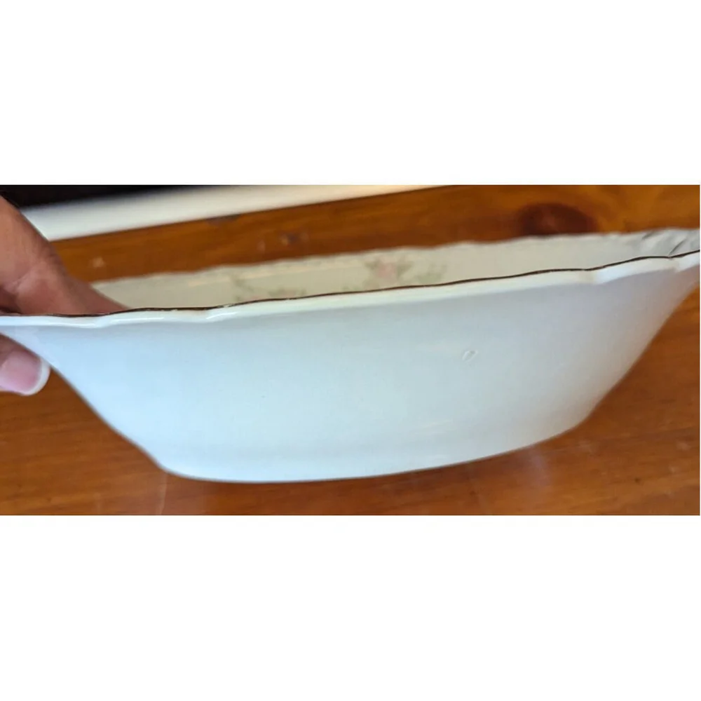 Embassy Oval Vegetable Bowl Pink & Lavender Flowers Raised Border